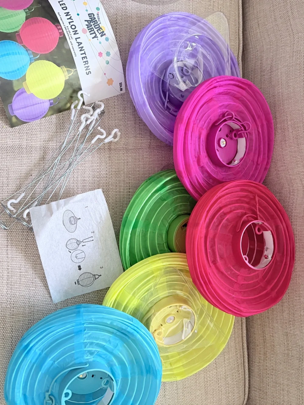 Nicole’s Garden Party 6 LED Nylon Lanterns Used 1X Indoor/outdoor Colorful